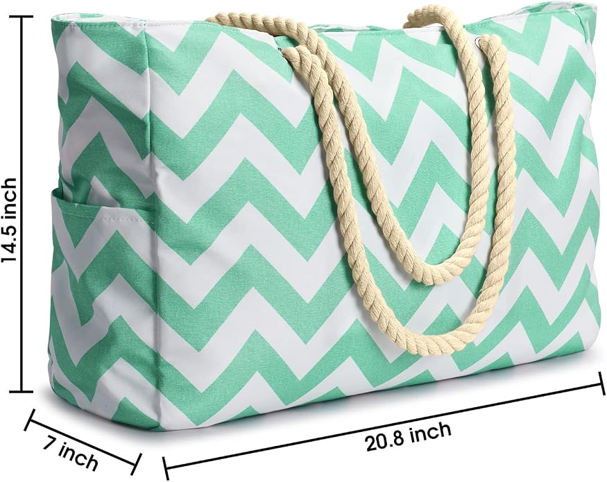 Becokan Beach Bags for Women Large Waterproof Beach Tote Bag Zipper Beach Bags