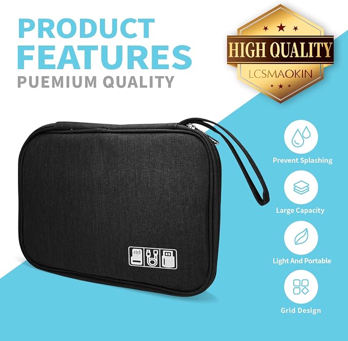Electronics Organizer Travel Case, Electronic Accessories Storage Bag, Portable