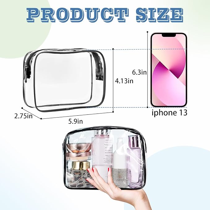 16 Pieces Clear Makeup Bags Bulk, TSA Approved Toiletry Bag