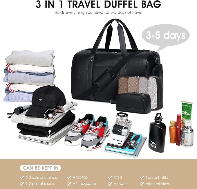 Wogarl 3PCS Leather Weekender Bag