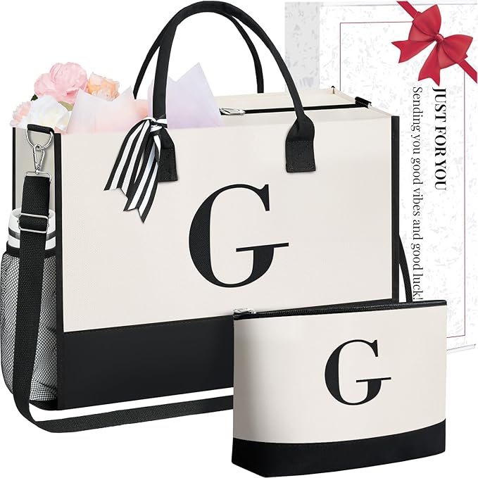 BAGAIL Initial Tote Bag, Personalized Birthday Gifts