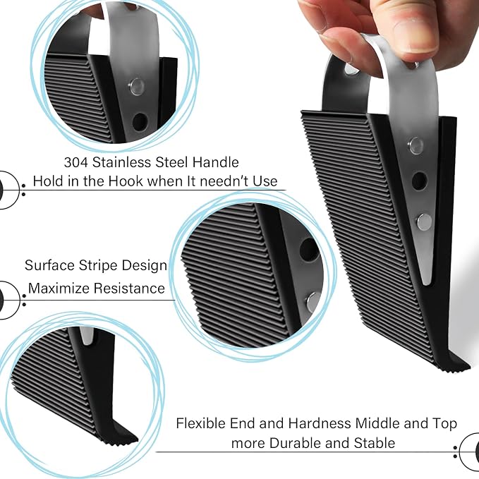 Shackcom Door Stopper, 2 Pack Black Heavy Duty Wedge That Holds Doors Firmly