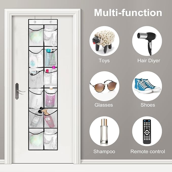 12 Large Pockets Over The Door Hanging Shoe Organizer