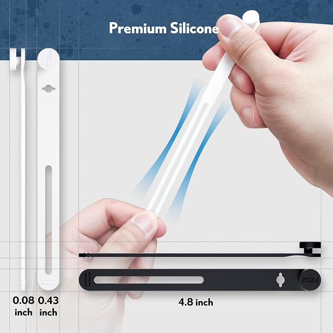 PZOZ Reusable Cable Ties, Elastic Silicone Cord Organizer Straps Keeper