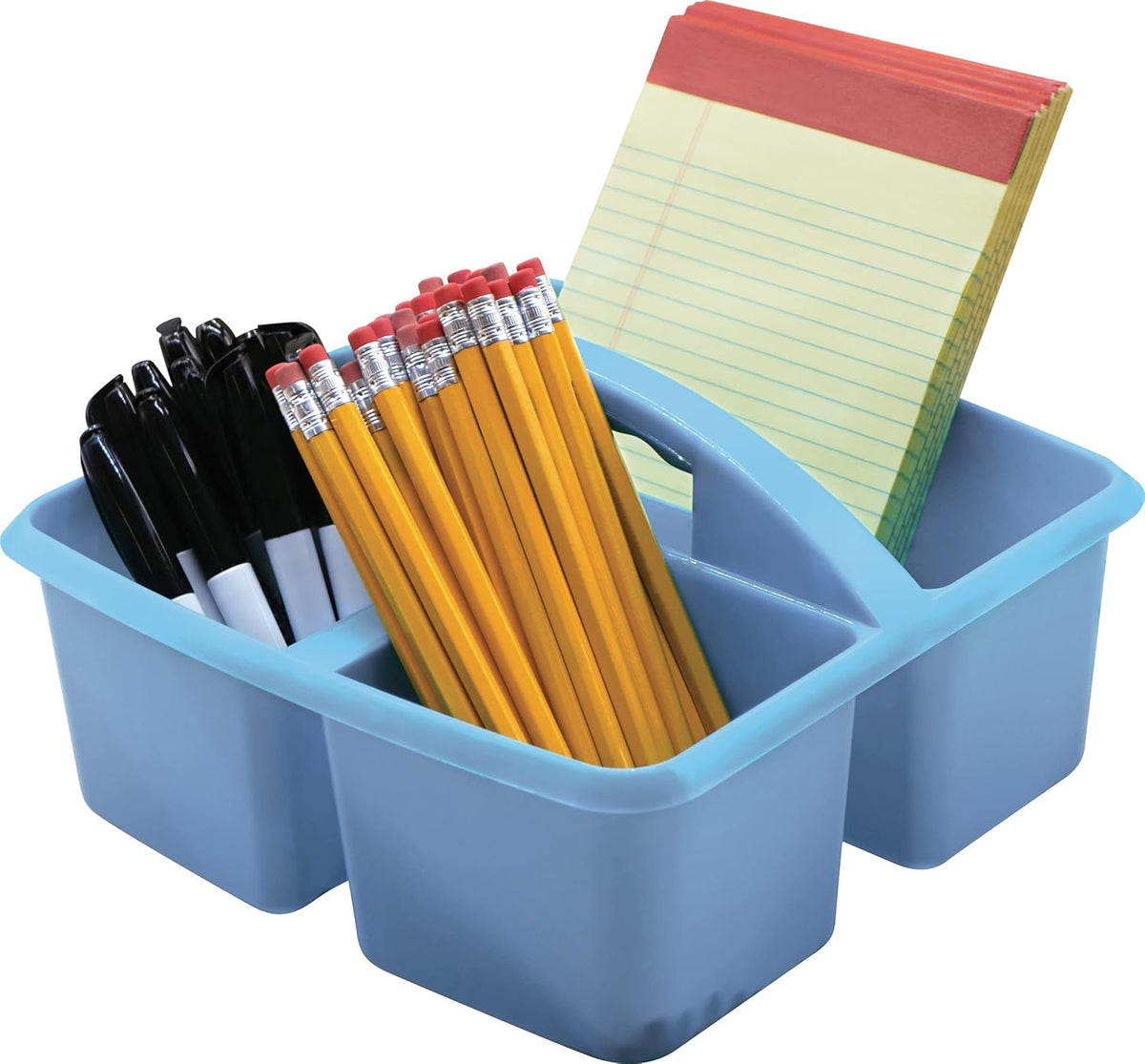 Teacher Created Resources Light Blue Portable Plastic Storage Caddy 6-Pack for Classrooms, Kids Room, and Office Organization, 3 Compartments