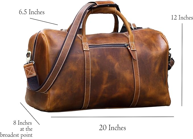 KomalC Leather Duffel Bags for Men and Women Full Grain Leather Travel