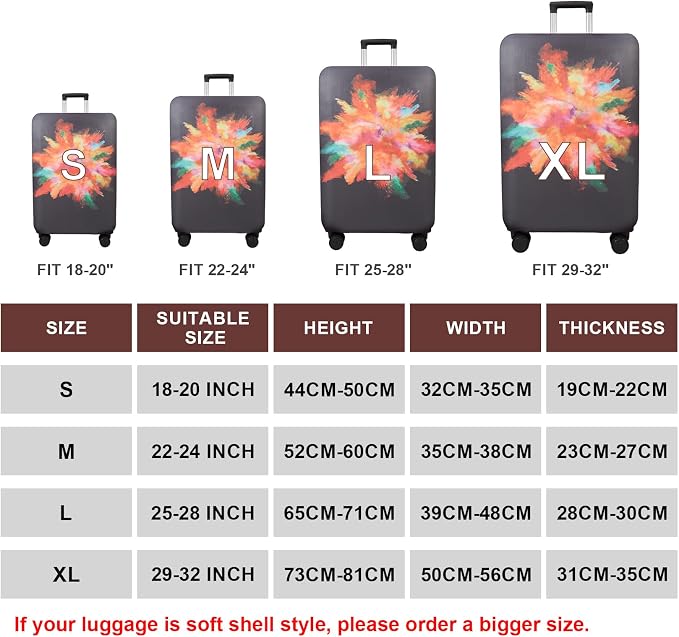 WUJIAONIAO Travel Luggage Cover Baggage Suitcase Cover Protector Skins 18-32