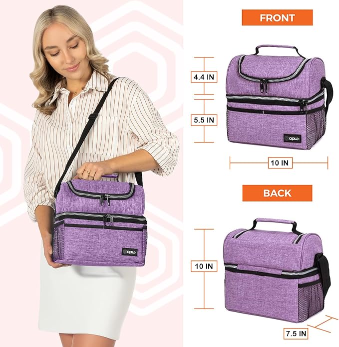 OPUX Lunch Box For Women, Insulated Large Lunch Bag Adult Work, Double Decker