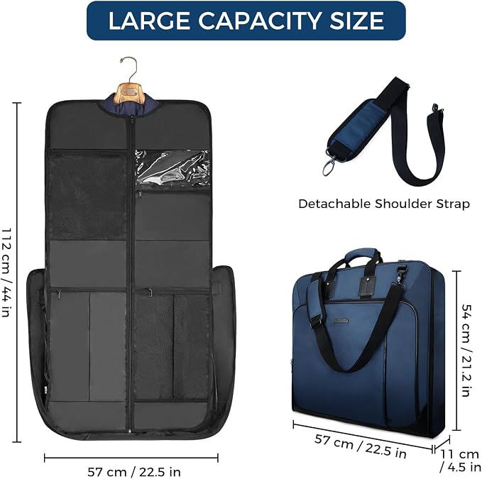 Noozion Garment Bag for Travel Large Carry On Suit Bag Hanging Travel Suit Bags