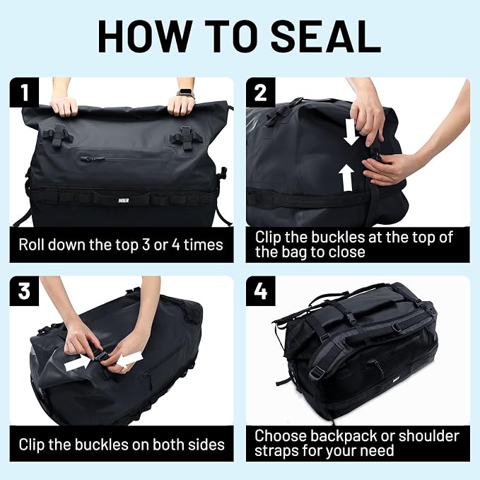 MIER Large Waterproof Duffel Bag Rolltop Dry Backpack Duffle Bags