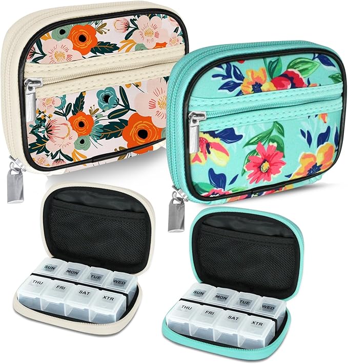 Serfeymi Weekly Travel Pill Organizer Pill Case