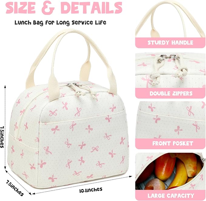 Bluboon Lunch Bag for Women Men Cute Corduroy Lunch Tote Bags Reusable