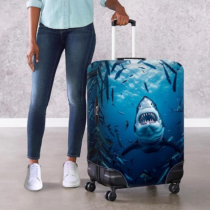 Seadworld Shark Luggage Cover 22-25 Inch High Elastic Thickened Travel Suitcase