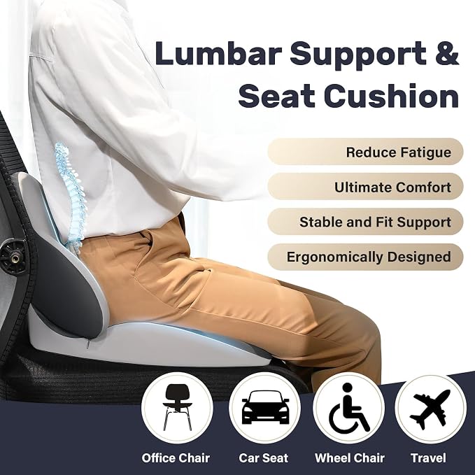 Coverado Seat Cushion and Lumbar Support Pillow