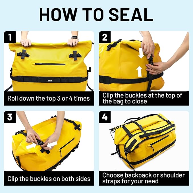 MIER Large Waterproof Duffel Bag Rolltop Dry Backpack Duffle Bags