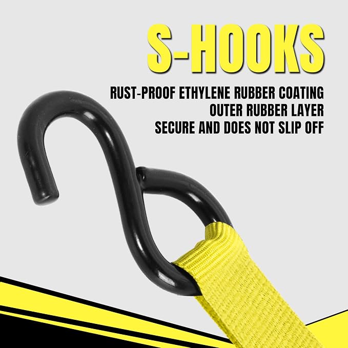 Cartman Ratchet Tie Down, 4Pk 15Ft, 500Lbs Load Cap/ 1500Lbs Break Strength