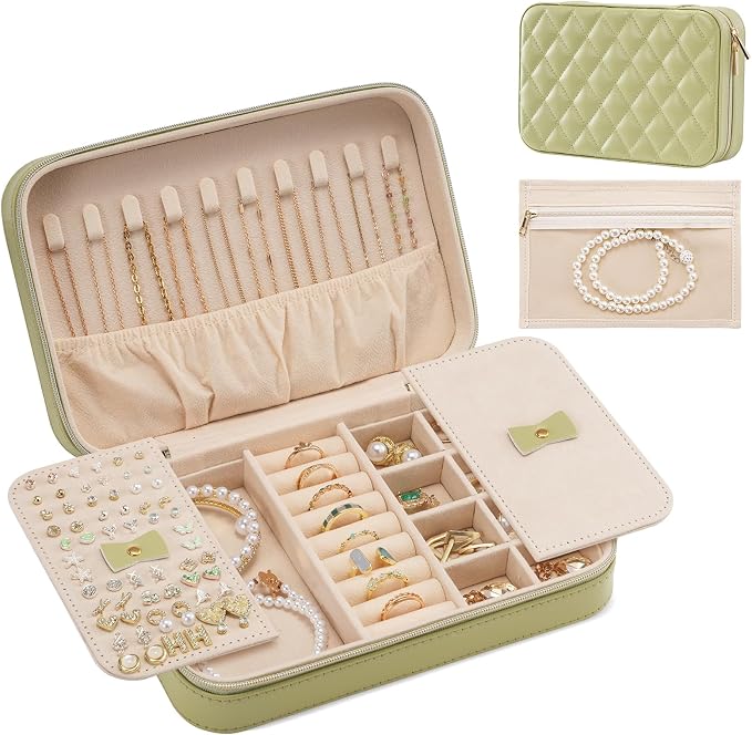 Lolalet Travel Jewelry Case for Women, Travel Jewelry Organizer Box