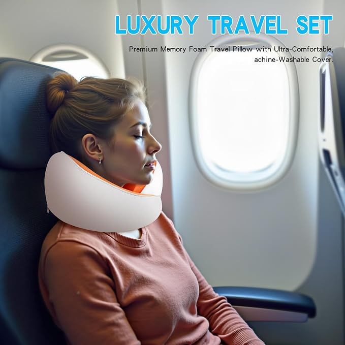 Adjustable Memory Foam White U-Shaped Travel Pillow
