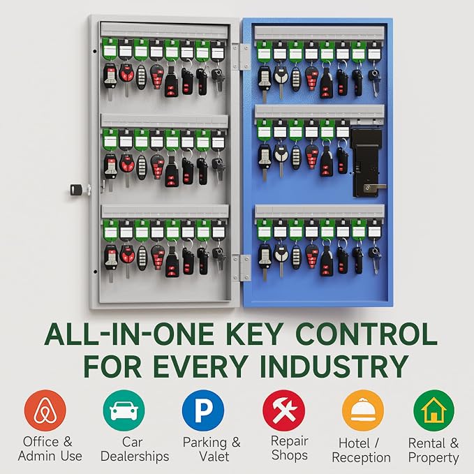 WeHere 48 Key Lock Box Wall Mount, APP Bluetooth/OTP/Wi-Fi Remote/Fixed