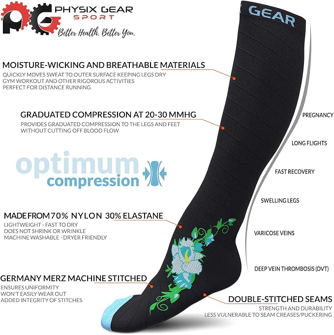 Physix Gear Compression Socks 20-30 mmHg
