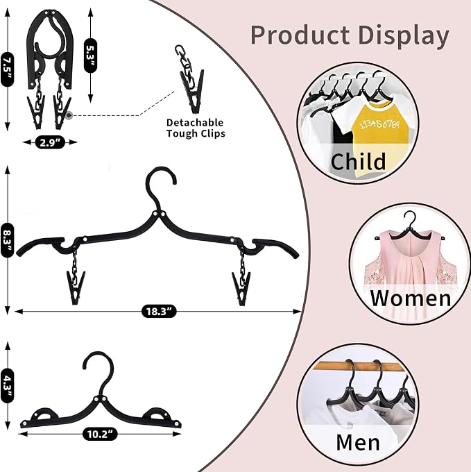 12pcs Black Travel Hangers