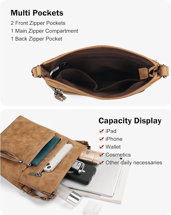 MASINTOR Crossbody Purses for Women, Adjustable Strap Shoulder Bag