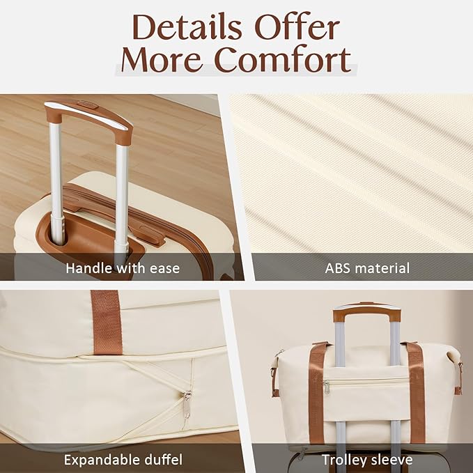 Coolife Suitcase Set 3 Piece Luggage Set Carry On Hardside Luggage