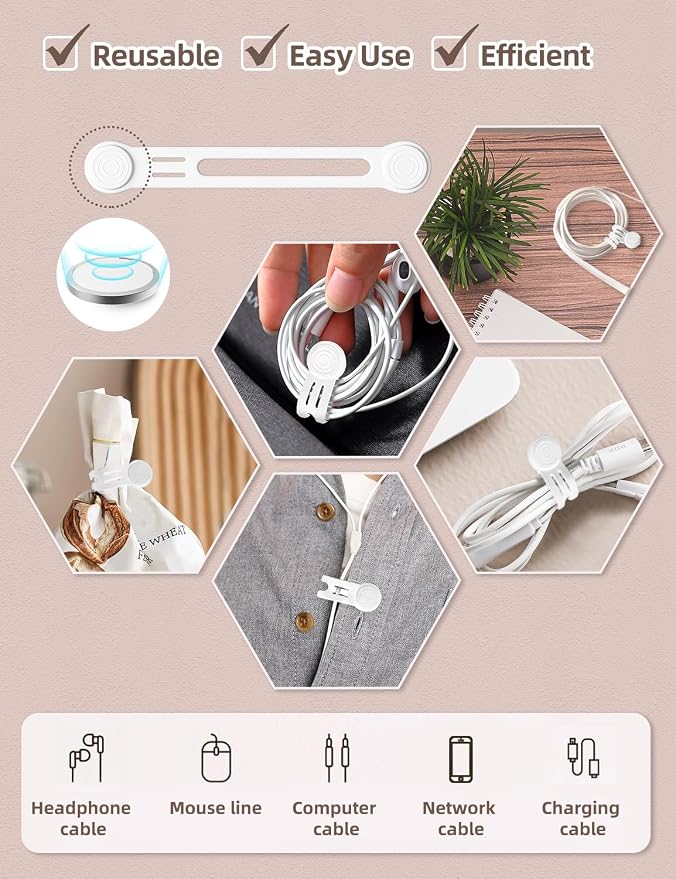 Reusable Silicone Magnetic Cord Ties