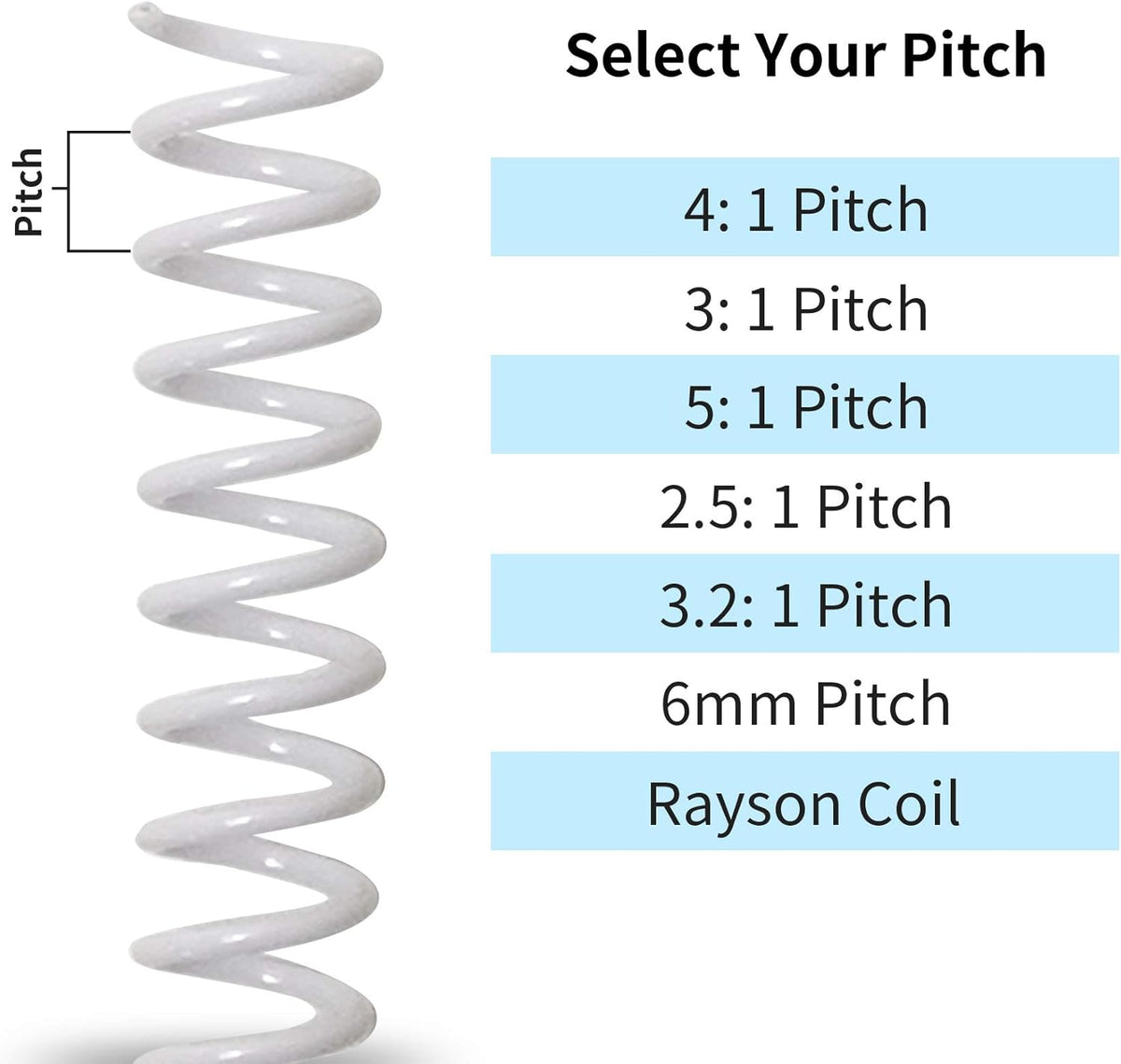 Rayson 7/16" Plastic Spiral Binding Coil, 80 Sheets Capacity, 4:1 Pitch 11.1mm White Coil Binding Spines for Business and Educational Purposes, Pack of 100