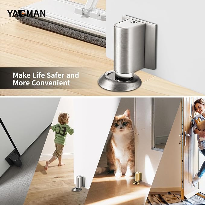 1 Pack Magnetic Door Stoppers Retractable Bottom of Door Holder No Drilling