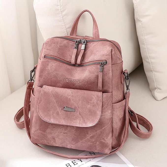 PU Leather Backpack Purse for Women Fashion Multipurpose Design Handbag Ladies