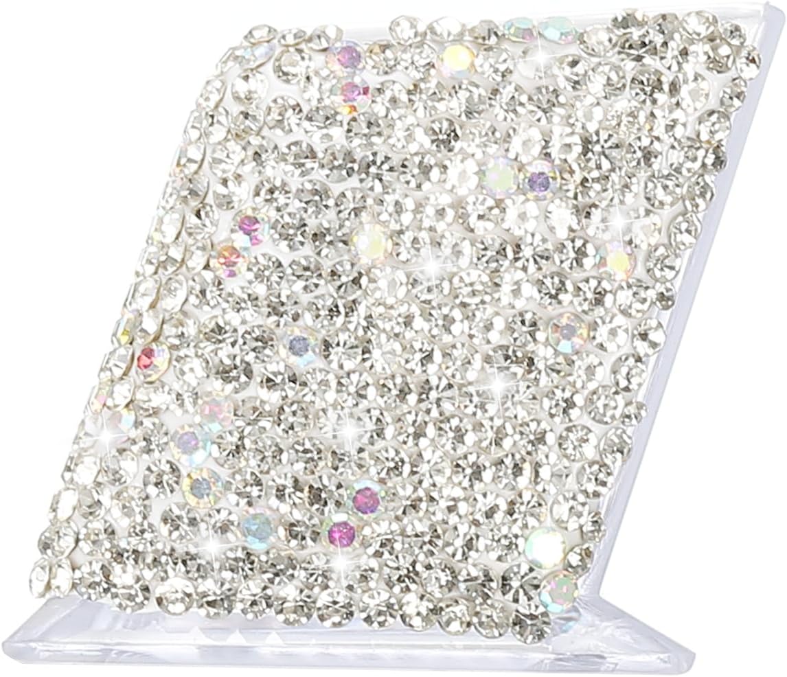 PATIKIL Rhinestone Business Card Holder, Crystal Business Card Holders Bling Business Card Organizer Display Stand for Desktop Desk Office Exhibition, White