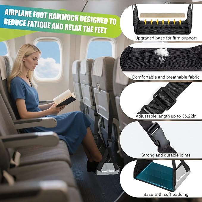 Foot Hammock for Plane Travel, No Collapse Thickened Bamboo Airplane Foot Rest