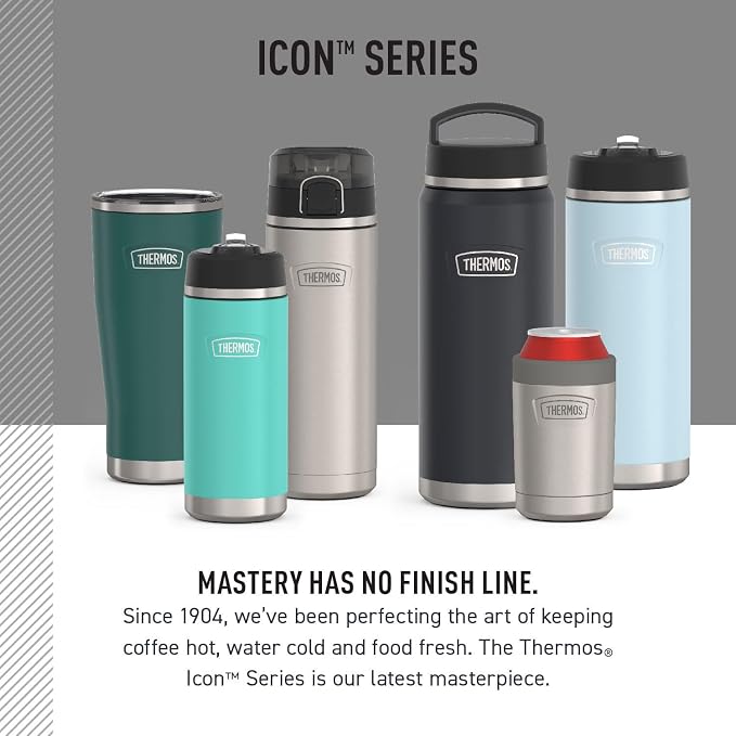 THERMOS ICON SERIES, Stainless Steel Tumbler with Slide Lock, 18 Ounce, Granite