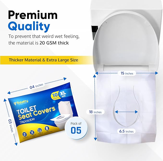 Toilet Seat Covers Disposable Flushable Travel Pack of 50 XL-Disposable Toilet
