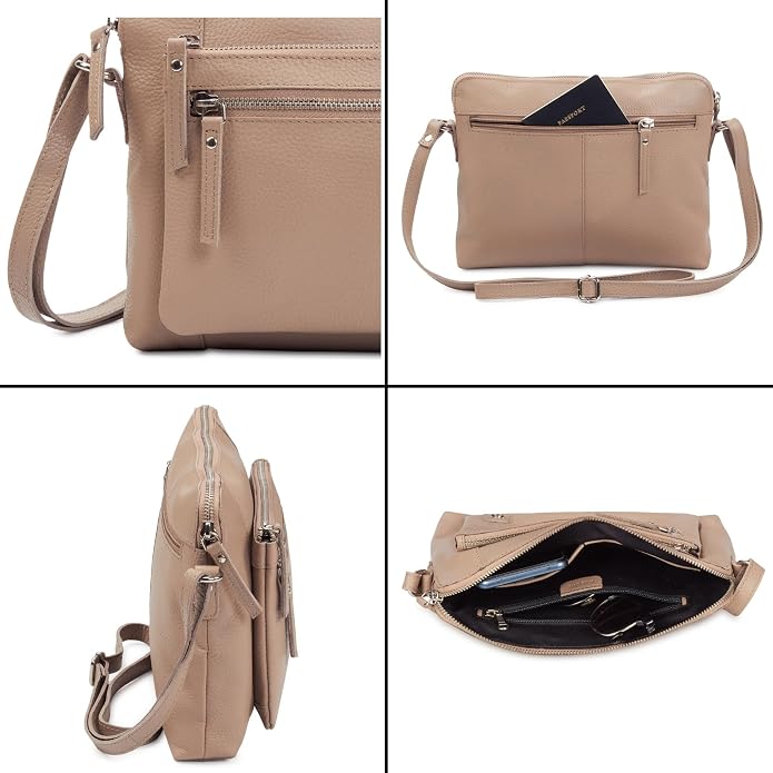 Wise Owl Accessories Small Soft Pebbled Real Leather Crossbody Handbags Purses