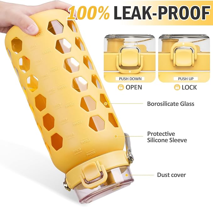 MUKOKO 64oz Glass Water Bottles