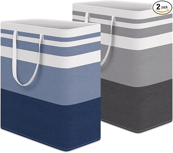 HomeHacks 2 Pack Large Laundry Baskets, Waterproof, Freestanding Laundry Hampers