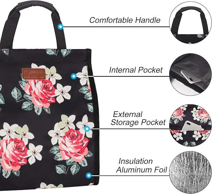 Lunch Bags for Women Insulated Reusable Lunch Tote