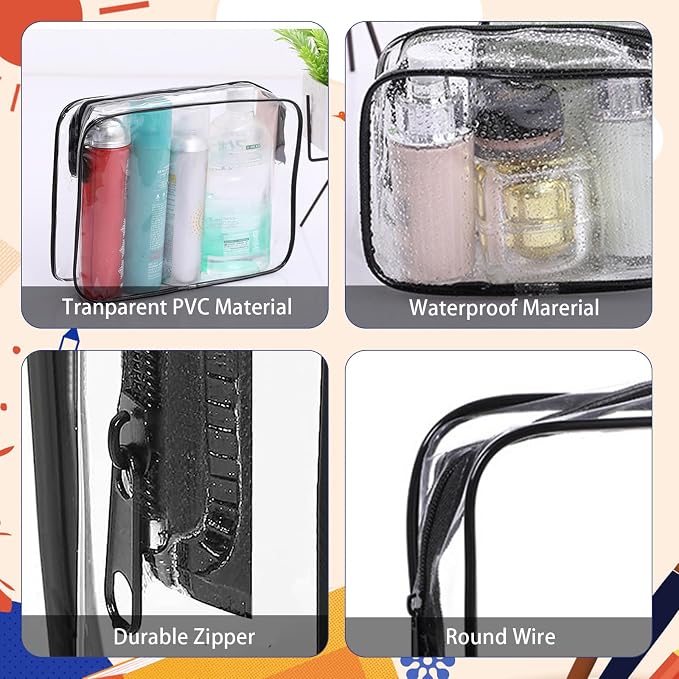 16 Pieces Clear Makeup Bags Bulk, TSA Approved Toiletry Bag