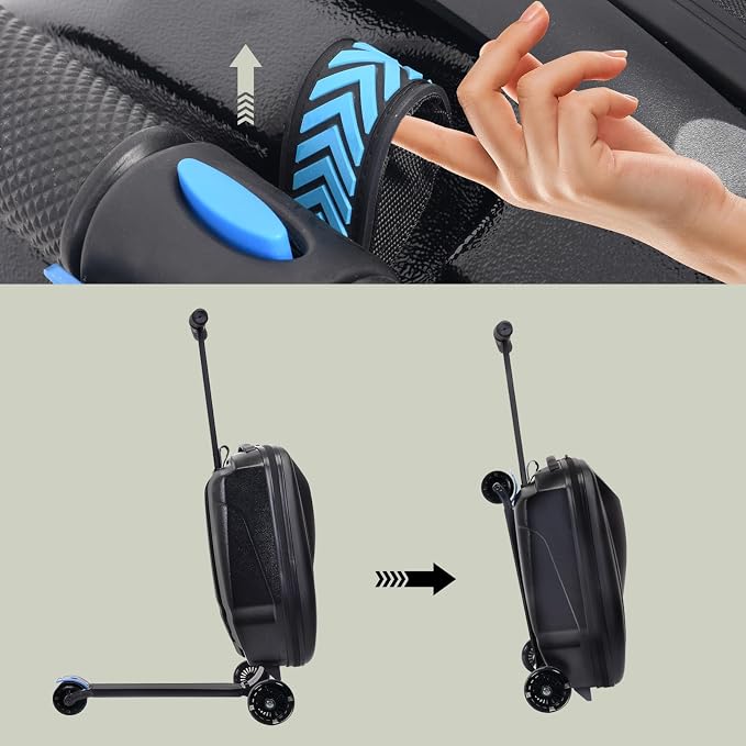 20" Scooter Suitcase for Kids, 2-in-1 Ride On Luggage