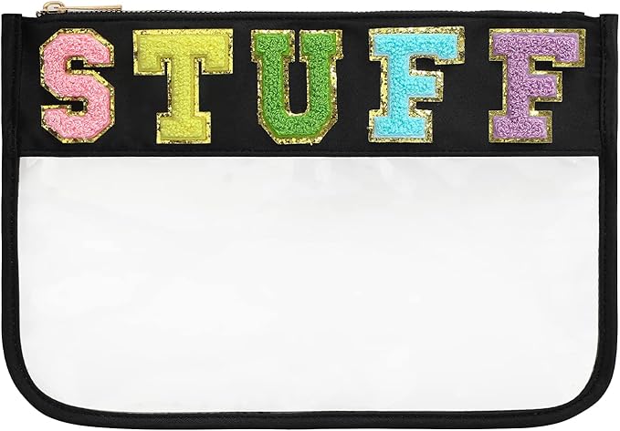 DYSHAYEN Chenille Letter Clear Zipper Pouch