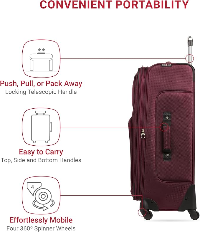 SwissGear Sion Softside Expandable Luggage – Large Checked Suitcase