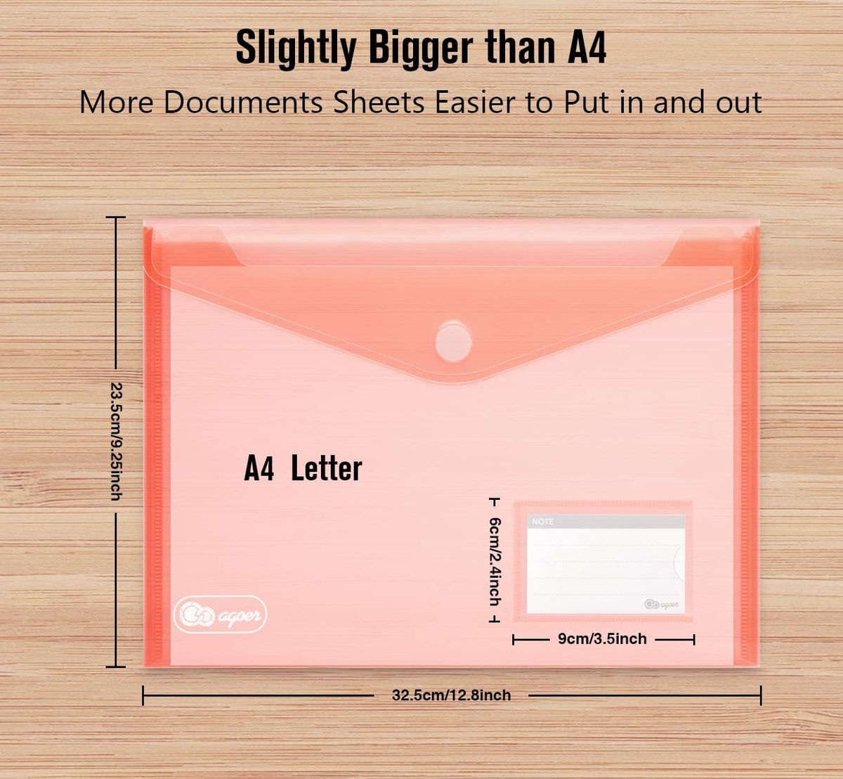 24 Pack Folders Plastic Envelopes, Colorful Plastic File Folders for Document, Letter A4 Size Poly File Envelopes with Label Pocket, Hook & Loop Closure for School Home Work Office Organizer, 6 Colors
