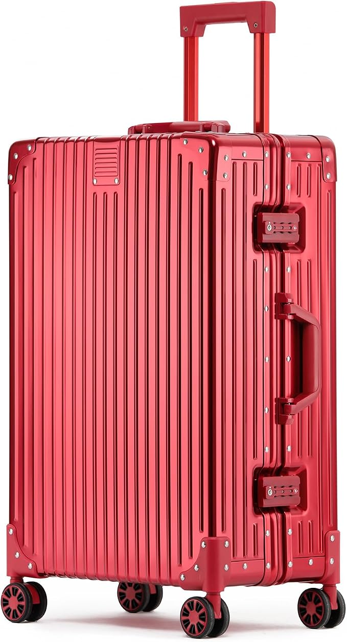 Metal All Aluminum Carry-on Luggage TSA Customs Lock Zipperless Silent Rotary