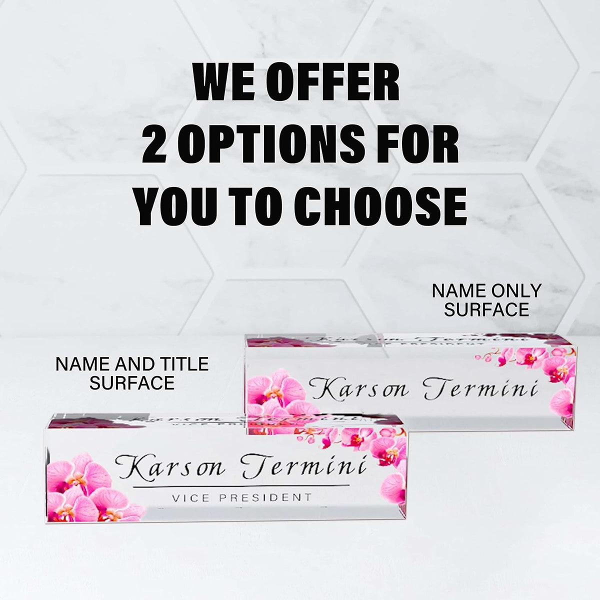 Desk Name Plate Personalized | Office Decor | Name Tags | Desk Decorations for Women Office… (Orchid)