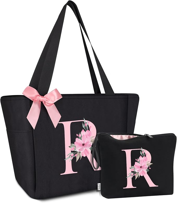Vavabox Tote Bag, A-Z Initial Monogrammed Waterproof Tote Bag, Bridesmaid Gifts