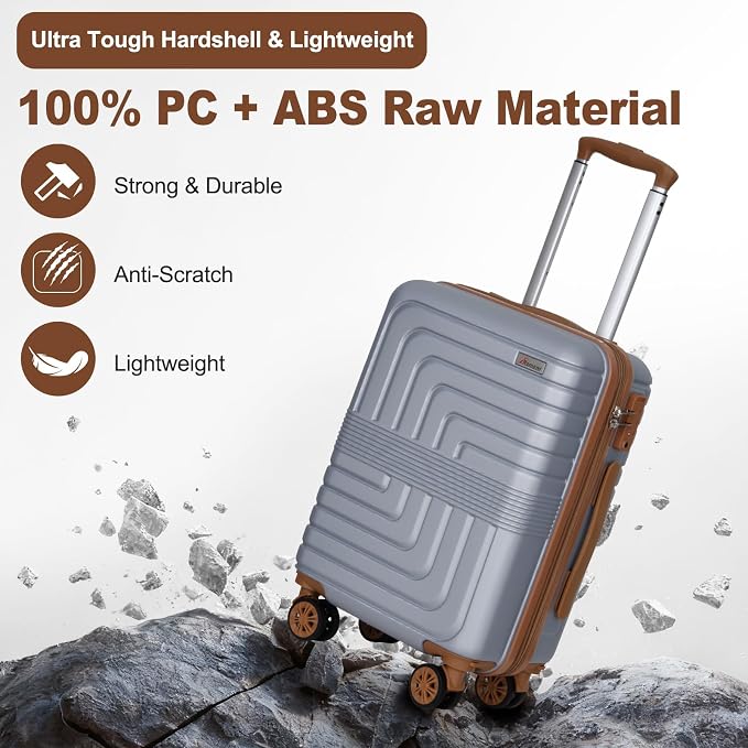 Romswi Luggage Sets 2 Piece 22In, Expandable 22x14x9 Carry On Luggage