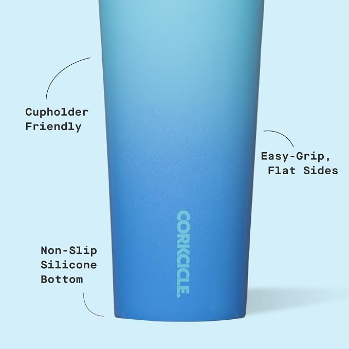 Corkcicle Classic Tumbler - Keeps Drinks Cold 9 Plus Hours - Triple Insulated Stainless Steel Drink Tumbler - Sliding Lid - Summer Drinkware Gift - Keeps Drinks Ice Cold - 24 oz - Boom Box Blue
