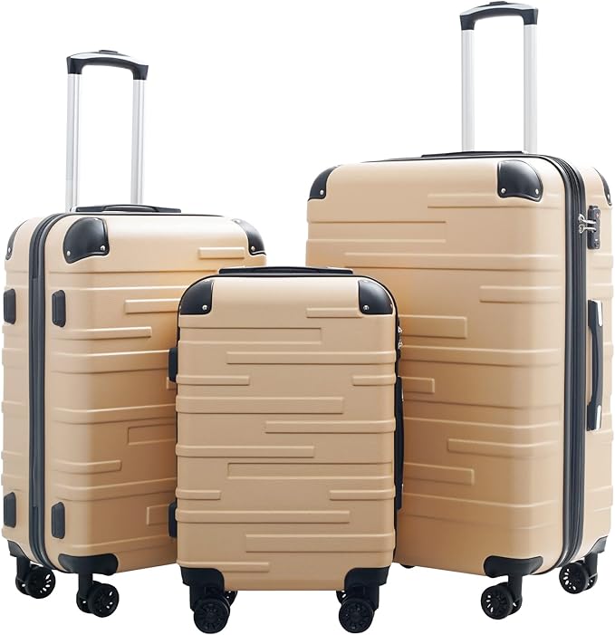 Coolife Luggage Expandable Suitcase 3 Piece Set
